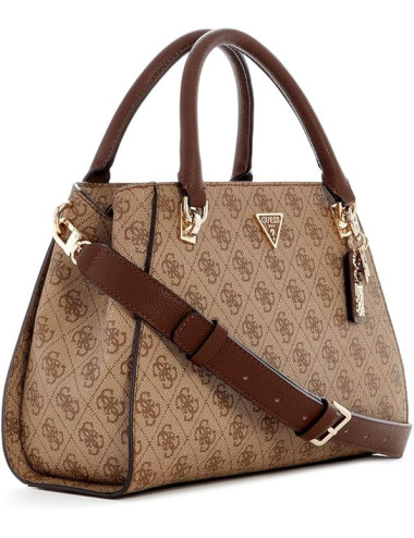 GUESS Noelle II Luxury Satchel Milk Logo/Brown