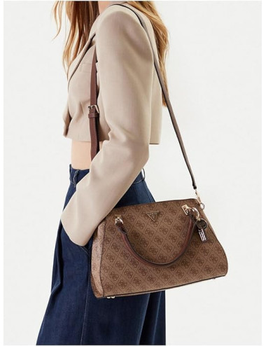 GUESS Noelle II Luxury Satchel Milk Logo/Brown