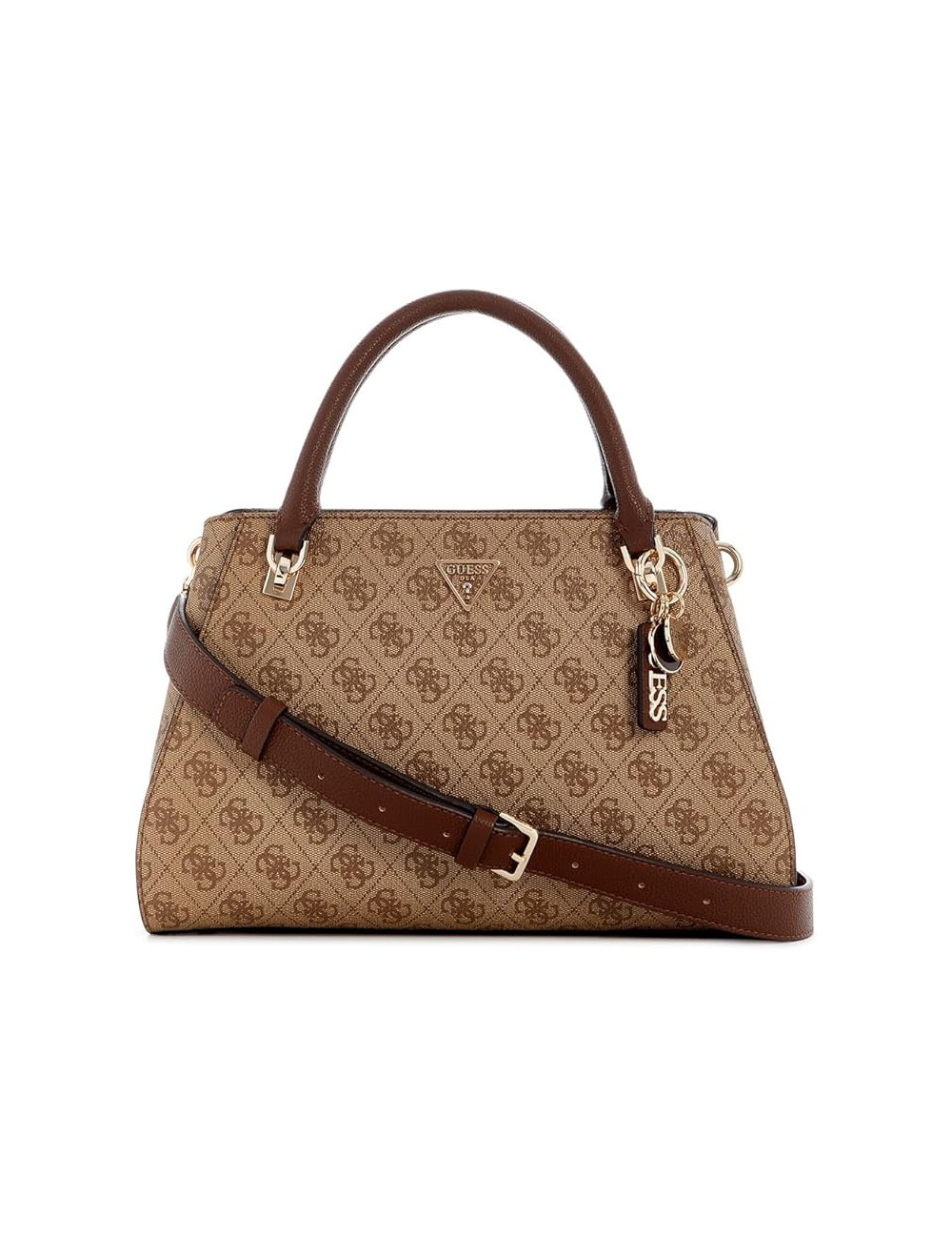 GUESS Noelle II Luxury Satchel Milk Logo/Brown
