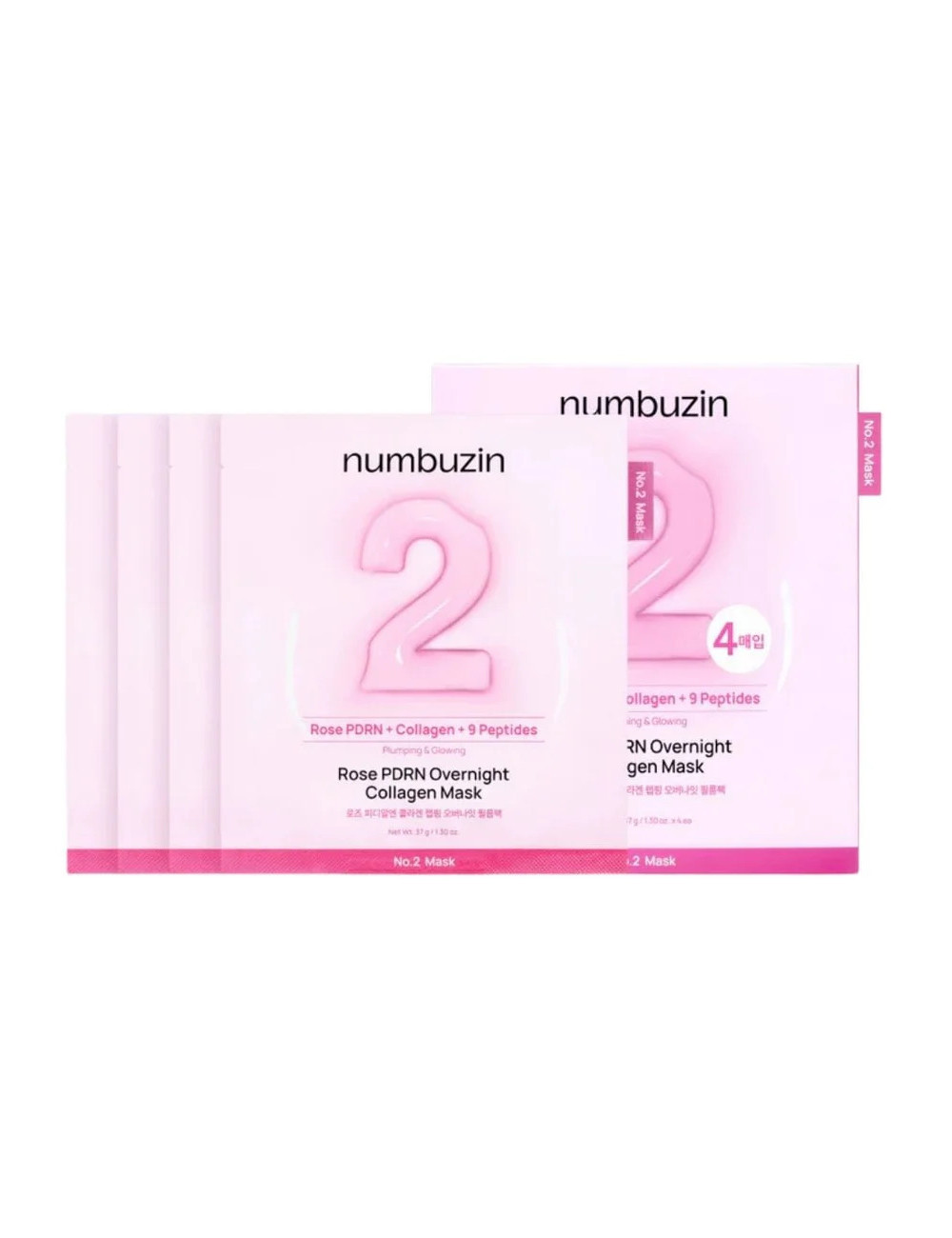 Numbuzin - No.2 Rose PDRN Overnight Collagen Mask 37g*4EA